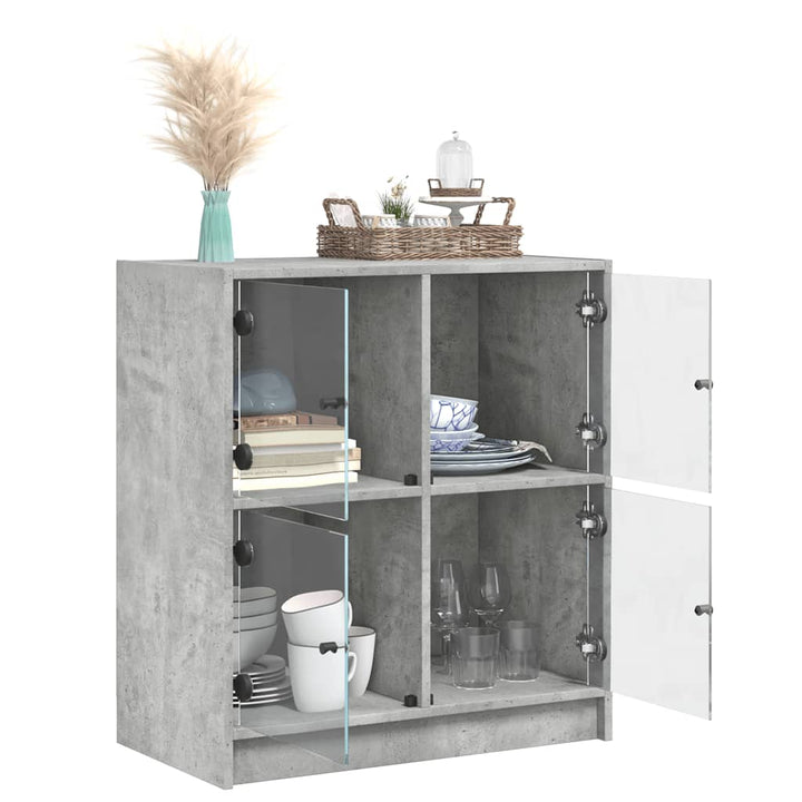 skab med glaslåger 68x37x75,5 cm betongrå