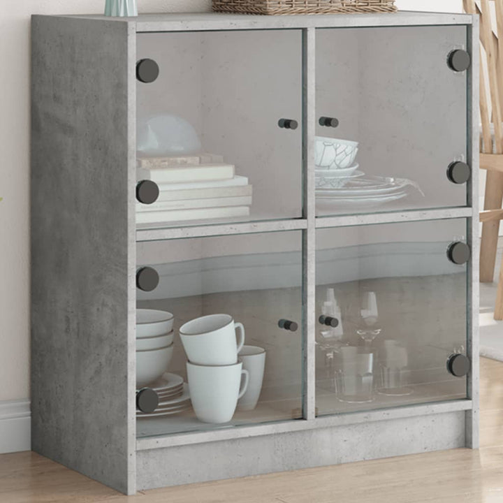 skab med glaslåger 68x37x75,5 cm betongrå
