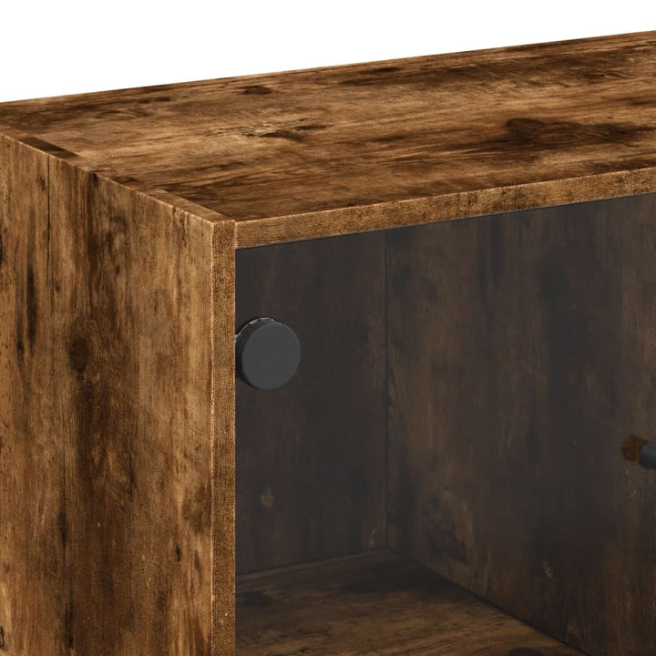 skab med glaslåger 68x37x75,5 cm røget egetræsfarve