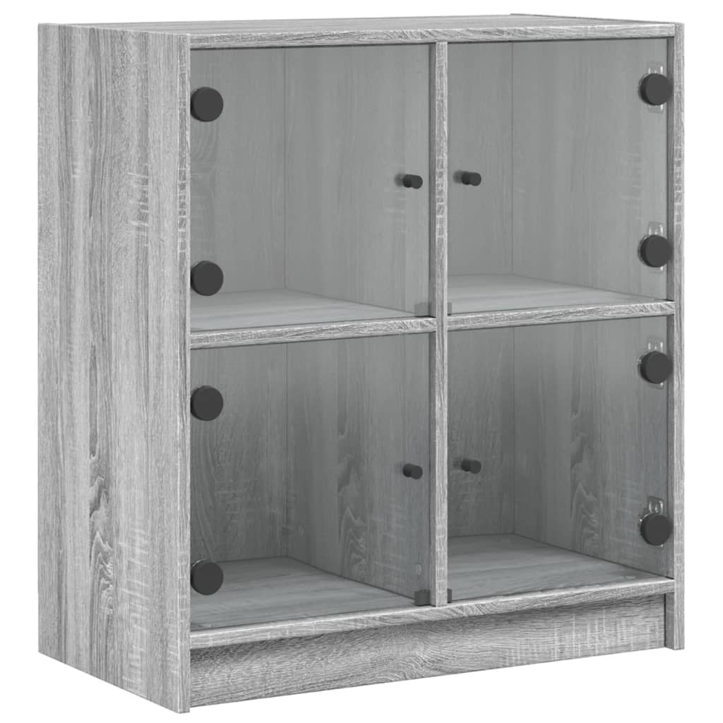 skab med glaslåger 68x37x75,5 cm grå sonoma-eg
