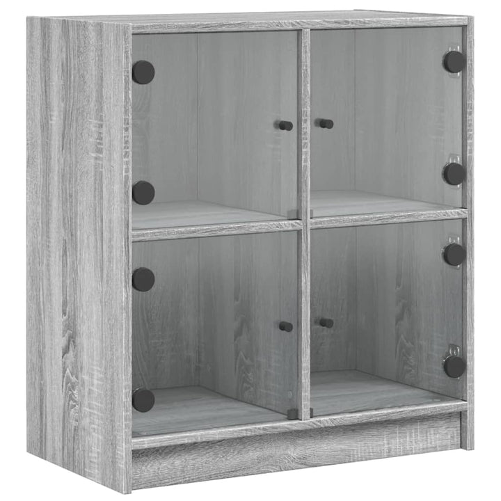 skab med glaslåger 68x37x75,5 cm grå sonoma-eg