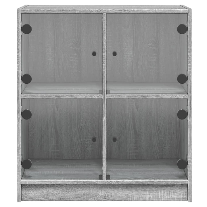 skab med glaslåger 68x37x75,5 cm grå sonoma-eg