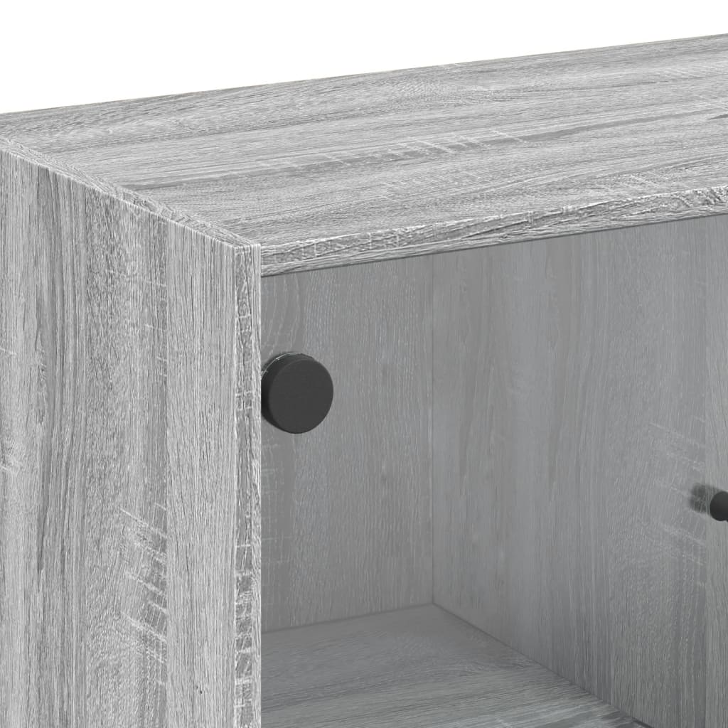 skab med glaslåger 68x37x75,5 cm grå sonoma-eg