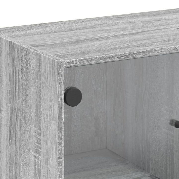 skab med glaslåger 68x37x75,5 cm grå sonoma-eg