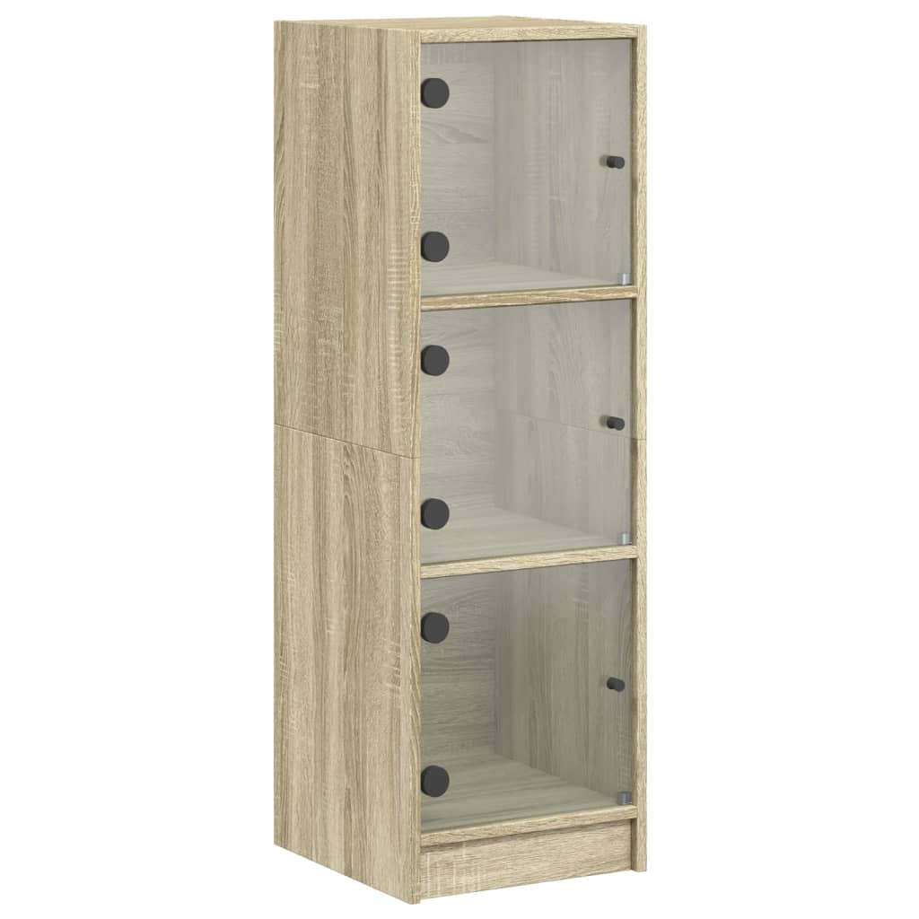 skab med glaslåger 35x37x109 cm sonoma-eg