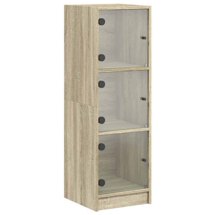 skab med glaslåger 35x37x109 cm sonoma-eg