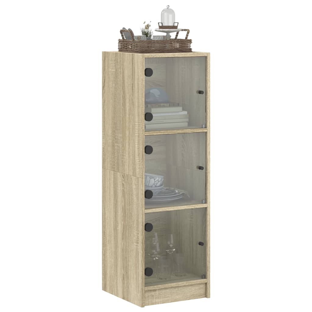 skab med glaslåger 35x37x109 cm sonoma-eg
