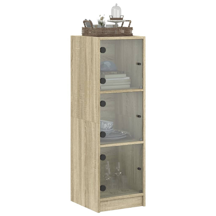 skab med glaslåger 35x37x109 cm sonoma-eg