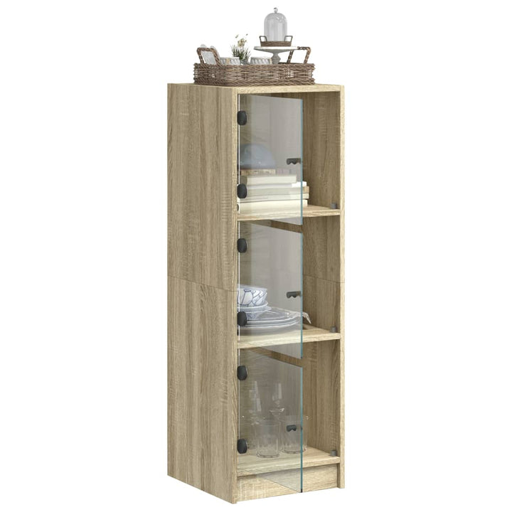 skab med glaslåger 35x37x109 cm sonoma-eg