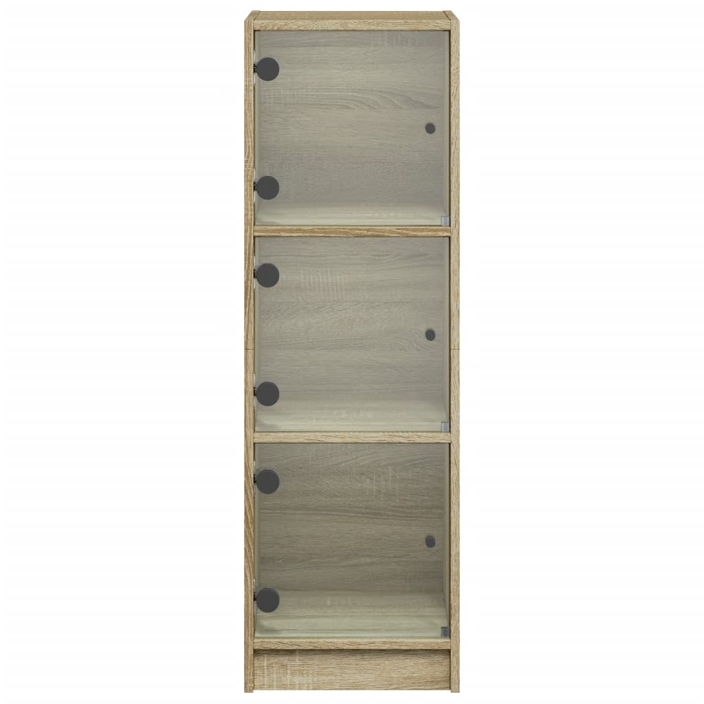 skab med glaslåger 35x37x109 cm sonoma-eg