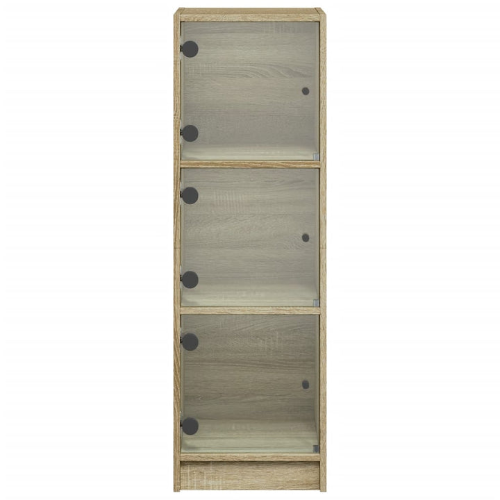 skab med glaslåger 35x37x109 cm sonoma-eg