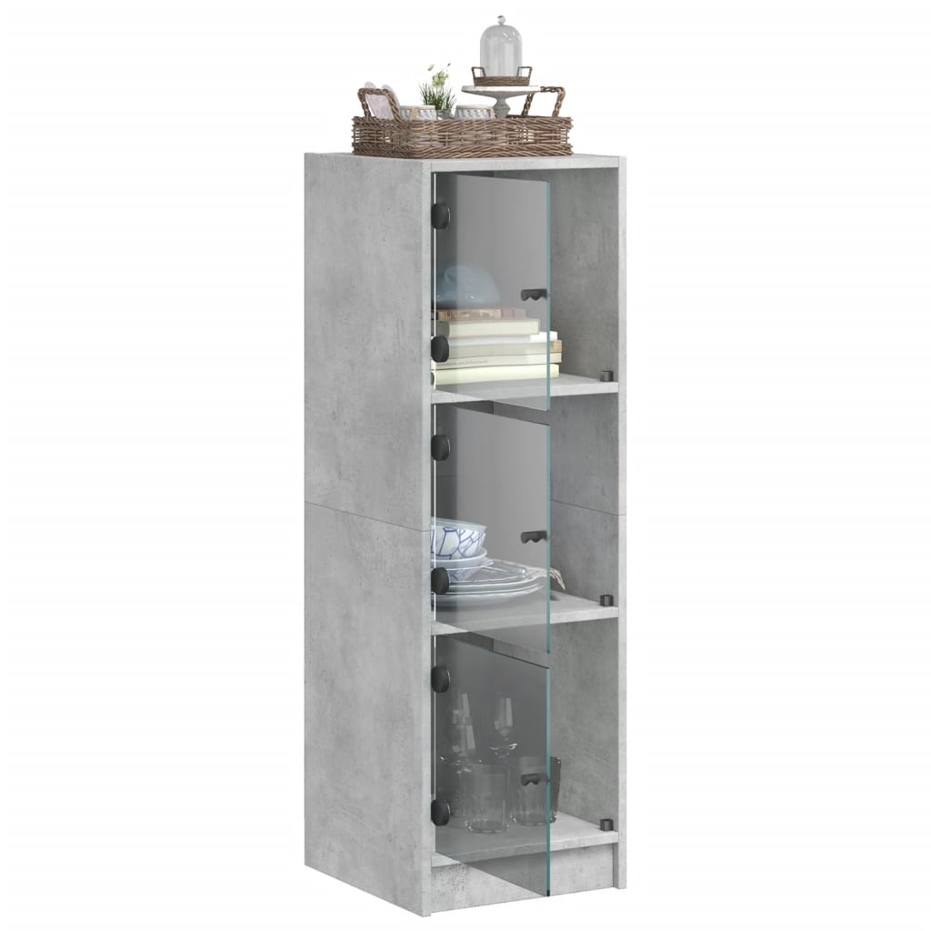 skab med glaslåger 35x37x109 cm betongrå
