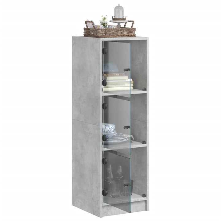 skab med glaslåger 35x37x109 cm betongrå