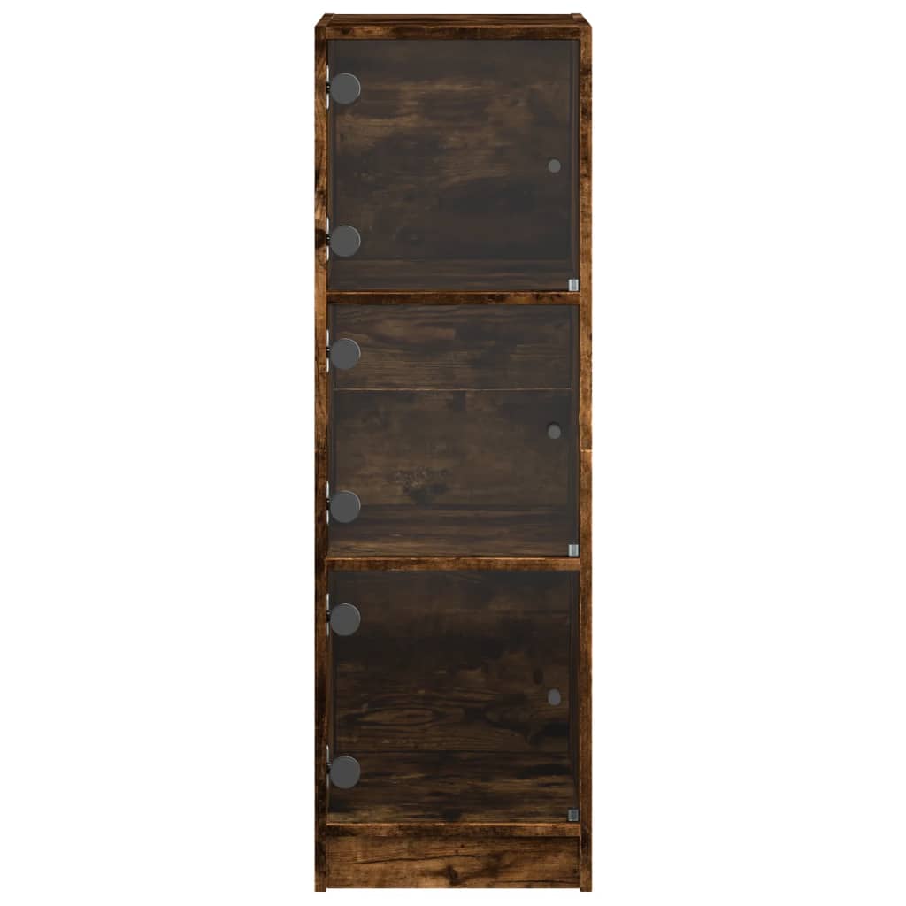skab med glaslåger 35x37x109 cm røget egetræsfarve