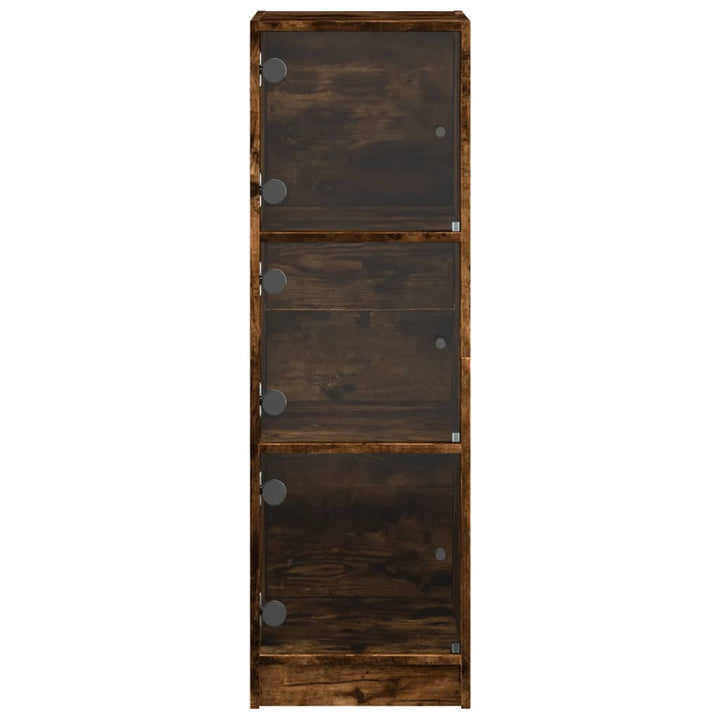 skab med glaslåger 35x37x109 cm røget egetræsfarve