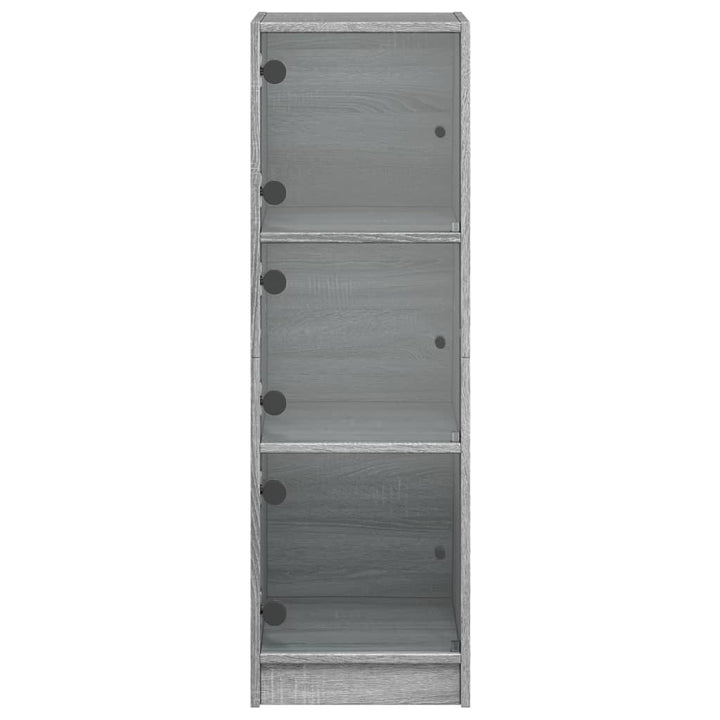 skab med glaslåger 35x37x109 cm grå sonoma-eg