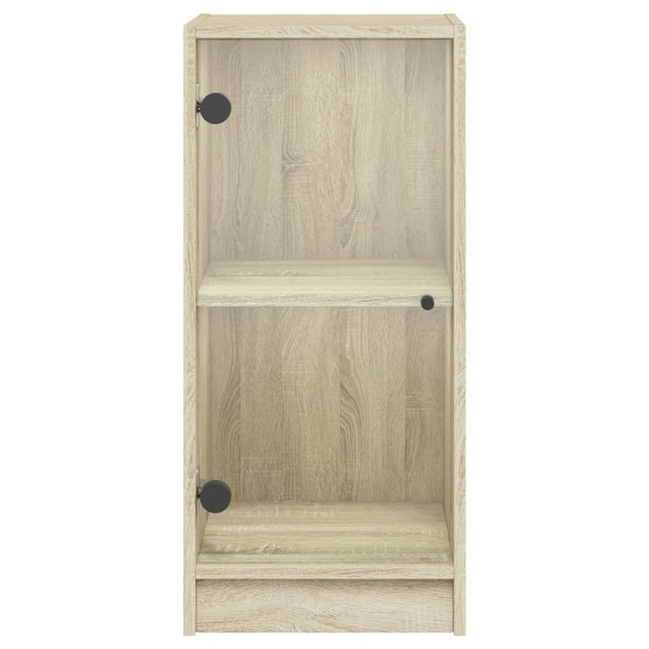 skab med glaslåger 35x37x75,5 cm sonoma-eg