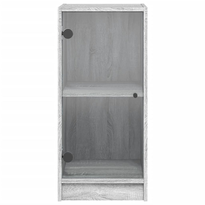 skab med glaslåger 35x37x75,5 cm grå sonoma-eg