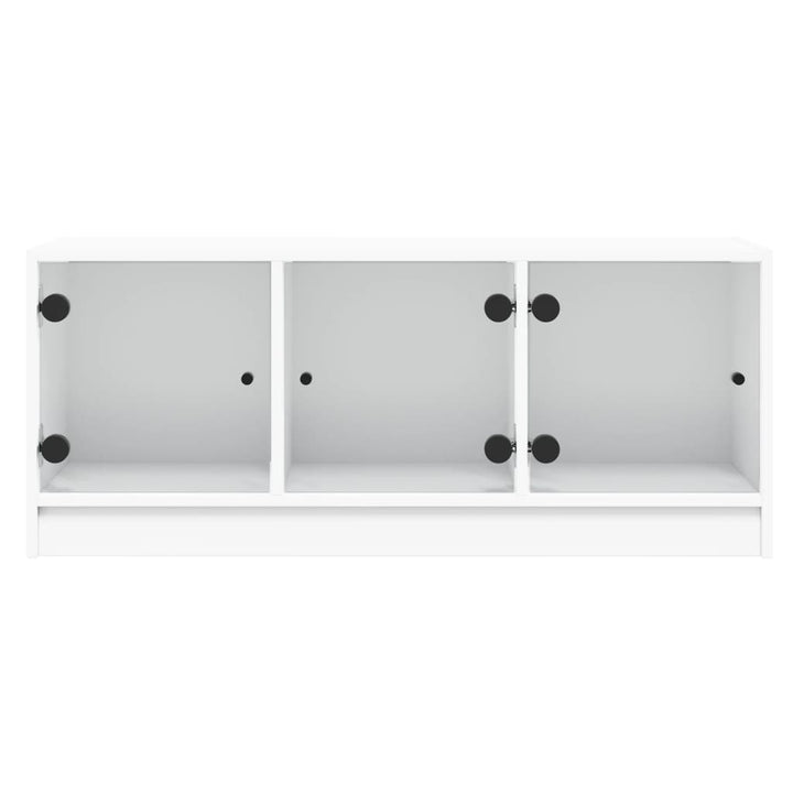 tv-bord med glaslåger 102x37x42 cm hvid