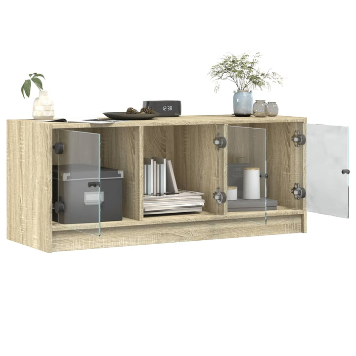 skab med glaslåger 102x37x42 cm sonoma-eg