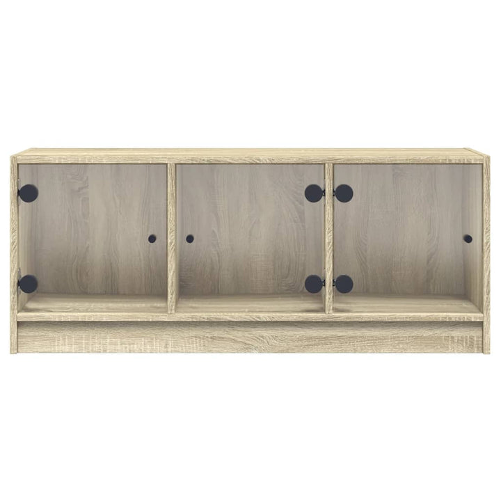 skab med glaslåger 102x37x42 cm sonoma-eg