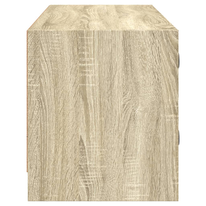 skab med glaslåger 102x37x42 cm sonoma-eg