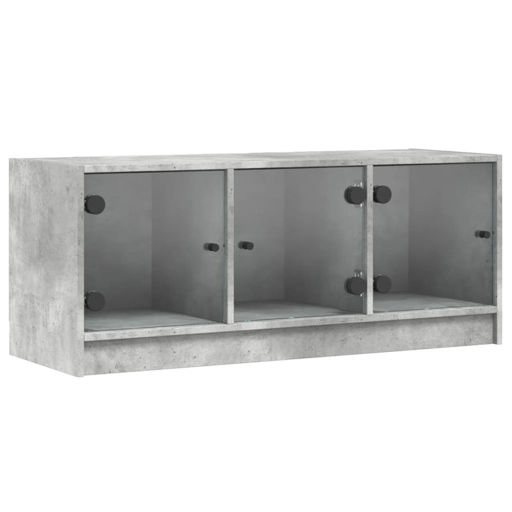 skab med glaslåger 102x37x42 cm betongrå