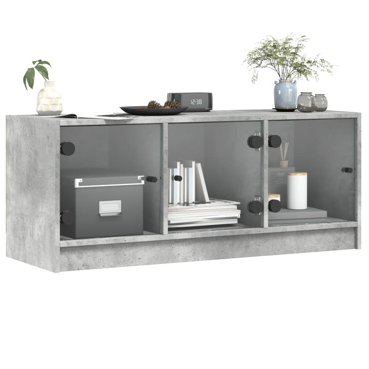 skab med glaslåger 102x37x42 cm betongrå