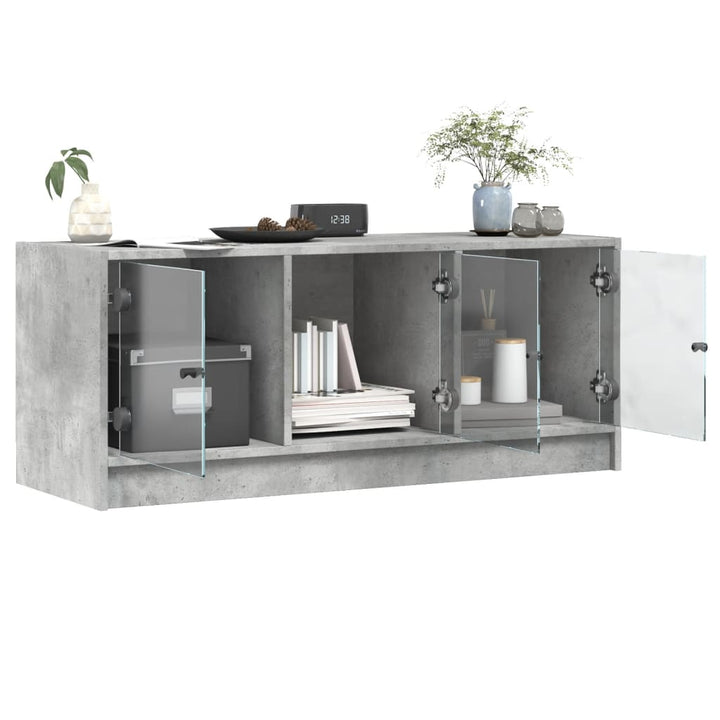 skab med glaslåger 102x37x42 cm betongrå