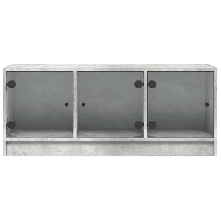 skab med glaslåger 102x37x42 cm betongrå