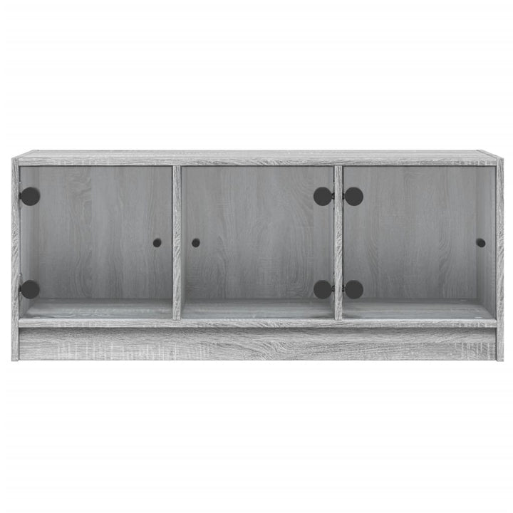skab med glaslåger 102x37x42 cm grå sonoma-eg