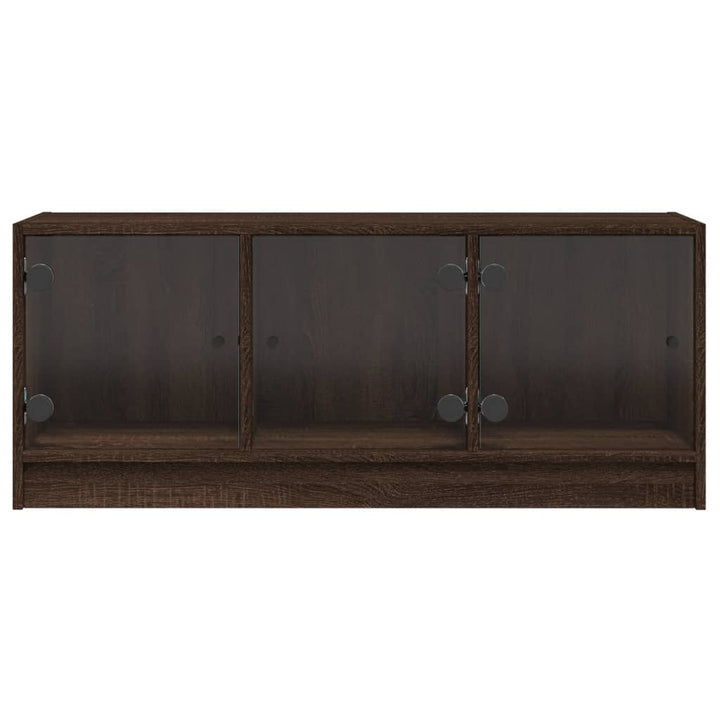 skab med glaslåger 102x37x42 cm brun egetræsfarve