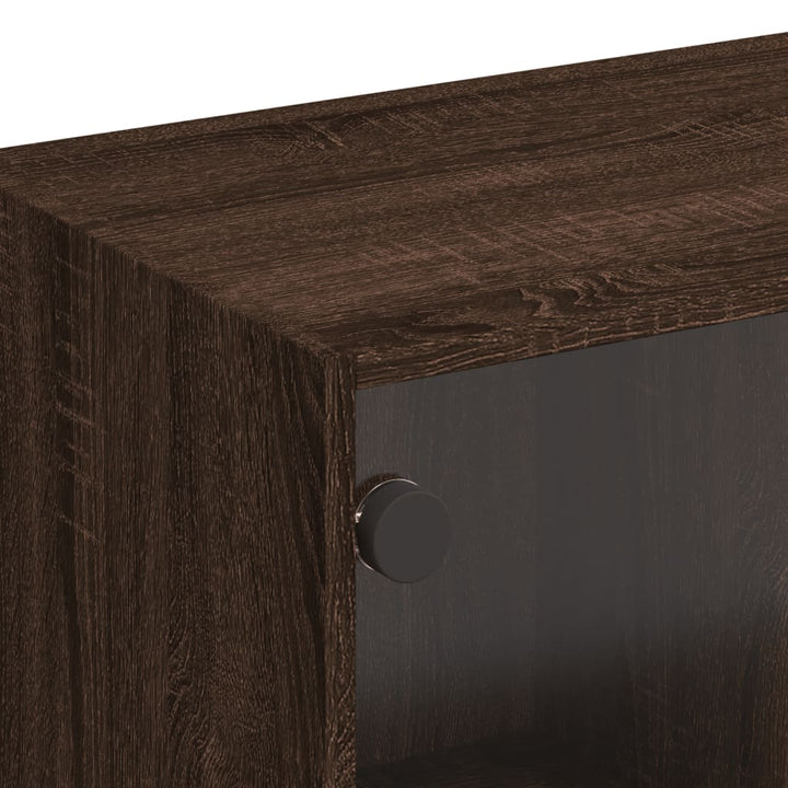 skab med glaslåger 102x37x42 cm brun egetræsfarve