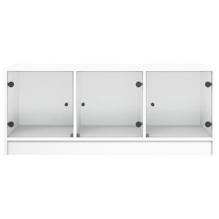 sofabord med glaslåger 102x50x42 cm hvid