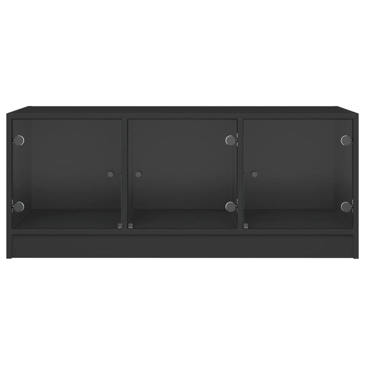 sofabord med glaslåger 102x50x42 cm sort