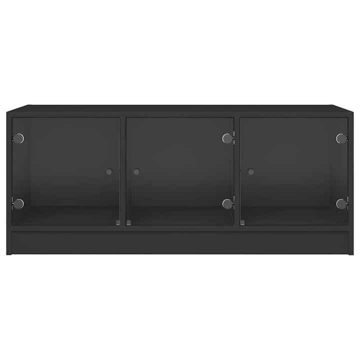 sofabord med glaslåger 102x50x42 cm sort
