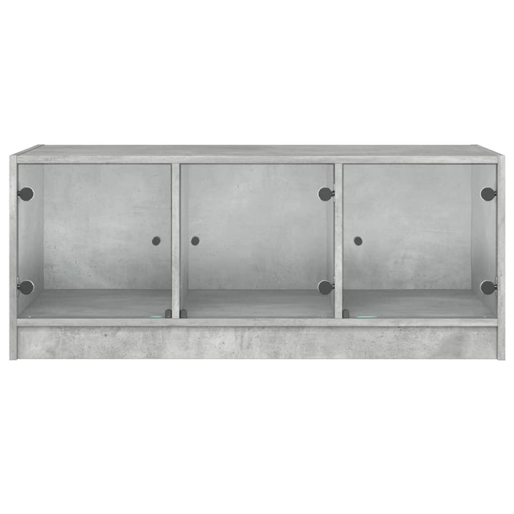sofabord med glaslåger 102x50x42 cm betongrå
