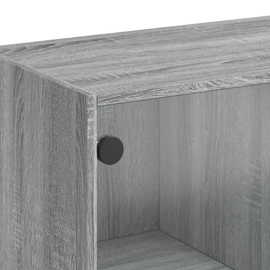 sofabord med glaslåger 102x50x42 cm grå sonoma-eg