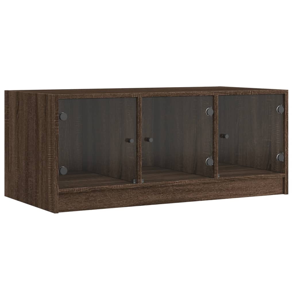 sofabord med glaslåger 102x50x42 cm brun egetræsfarve
