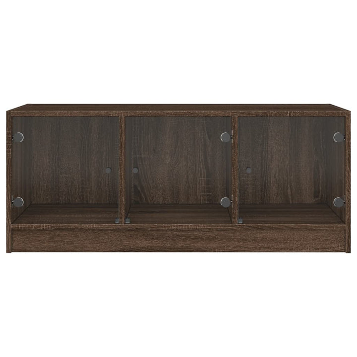 sofabord med glaslåger 102x50x42 cm brun egetræsfarve