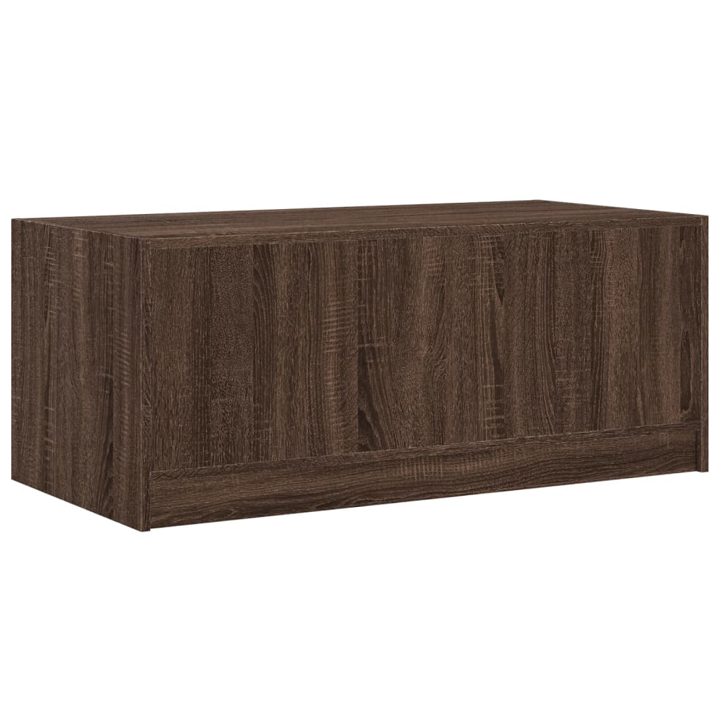 sofabord med glaslåger 102x50x42 cm brun egetræsfarve