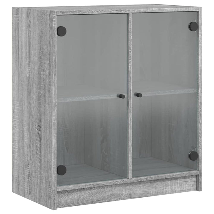 skab med glaslåger 68x37x75,5 cm grå sonoma-eg