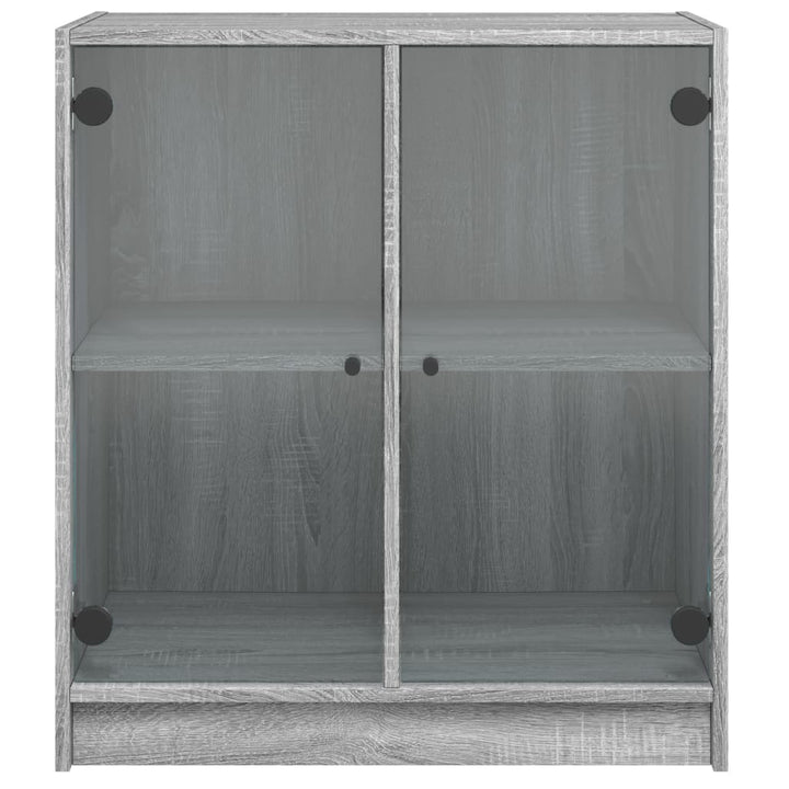 skab med glaslåger 68x37x75,5 cm grå sonoma-eg