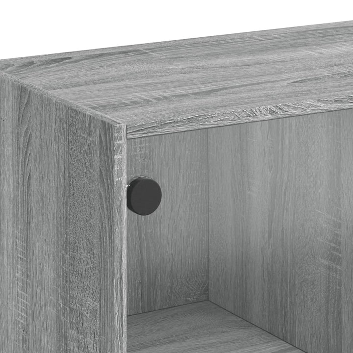 skab med glaslåger 68x37x75,5 cm grå sonoma-eg