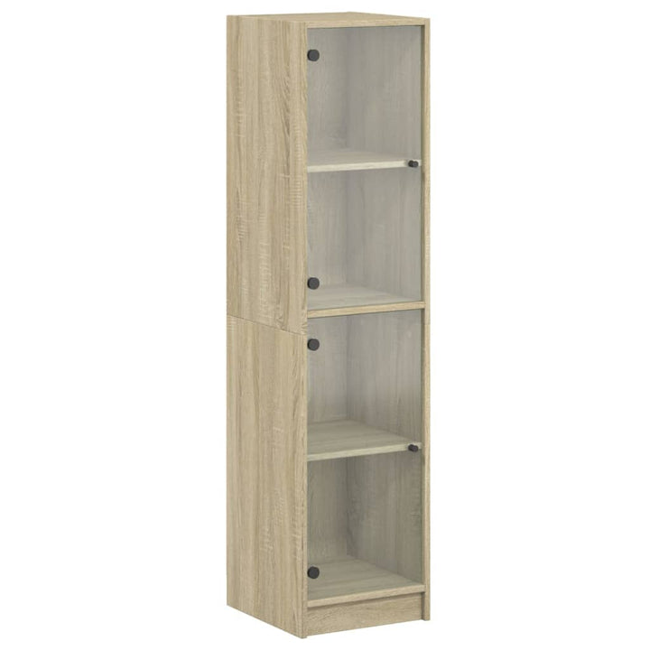 skab med glaslåger 35x37x142 cm sonoma-eg