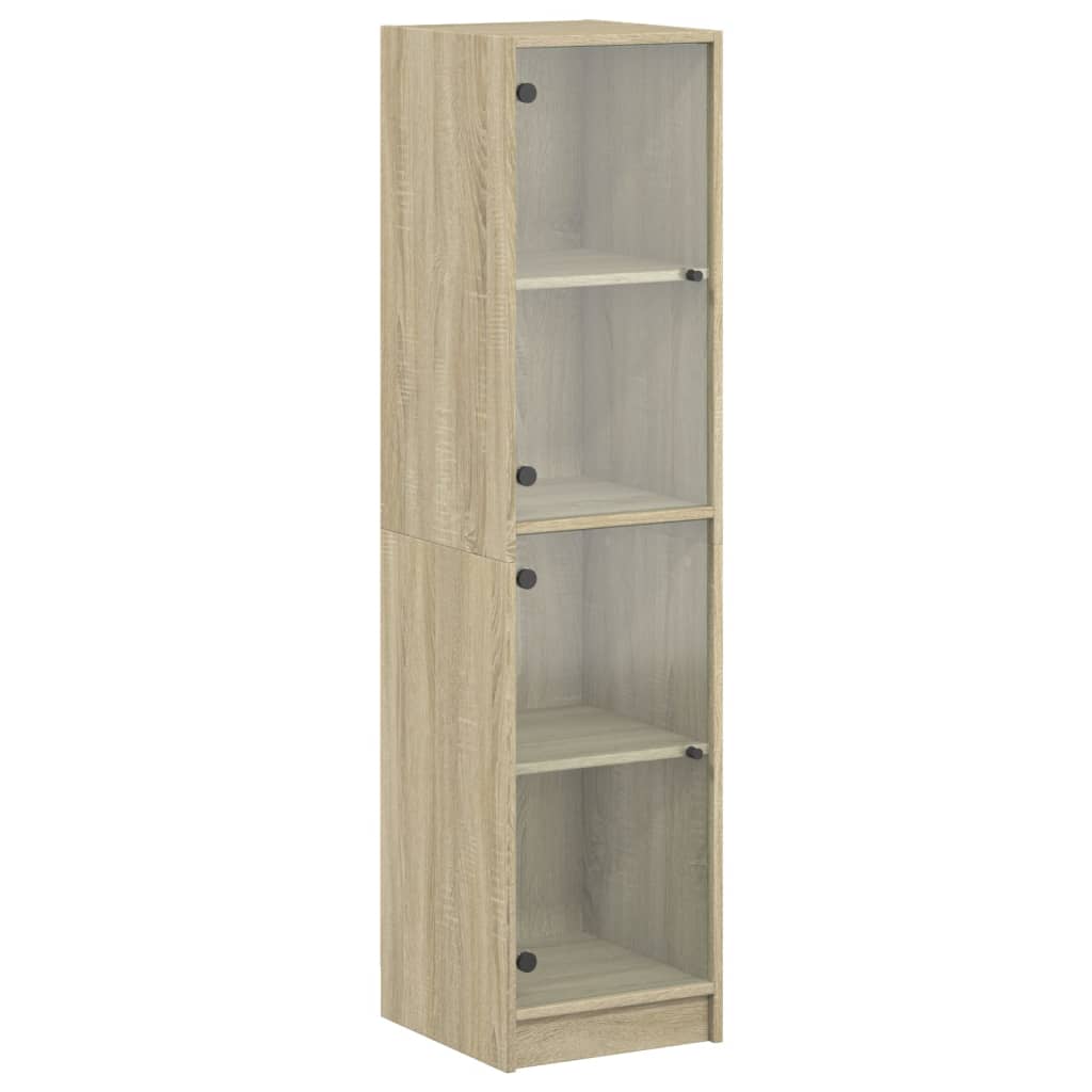 skab med glaslåger 35x37x142 cm sonoma-eg
