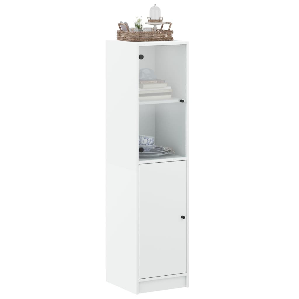 skab med glaslåge 35x37x142 cm hvid