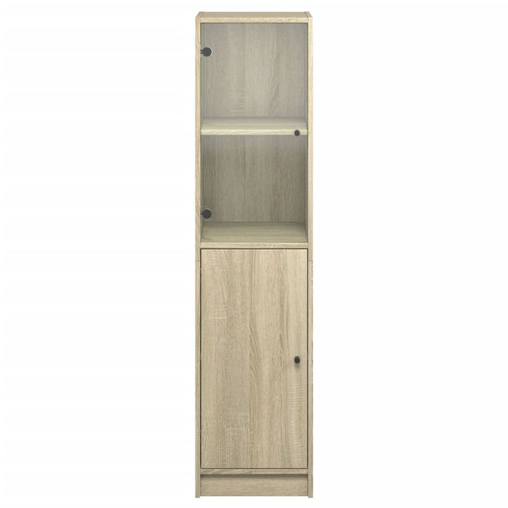 skab med glaslåge 35x37x142 cm sonoma-eg