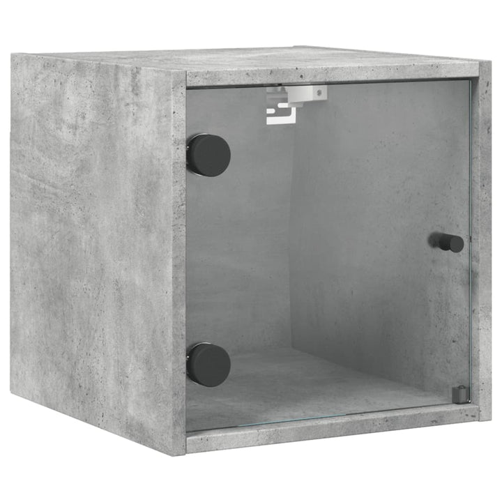 sengebord med glaslåger 35x37x35 cm betongrå