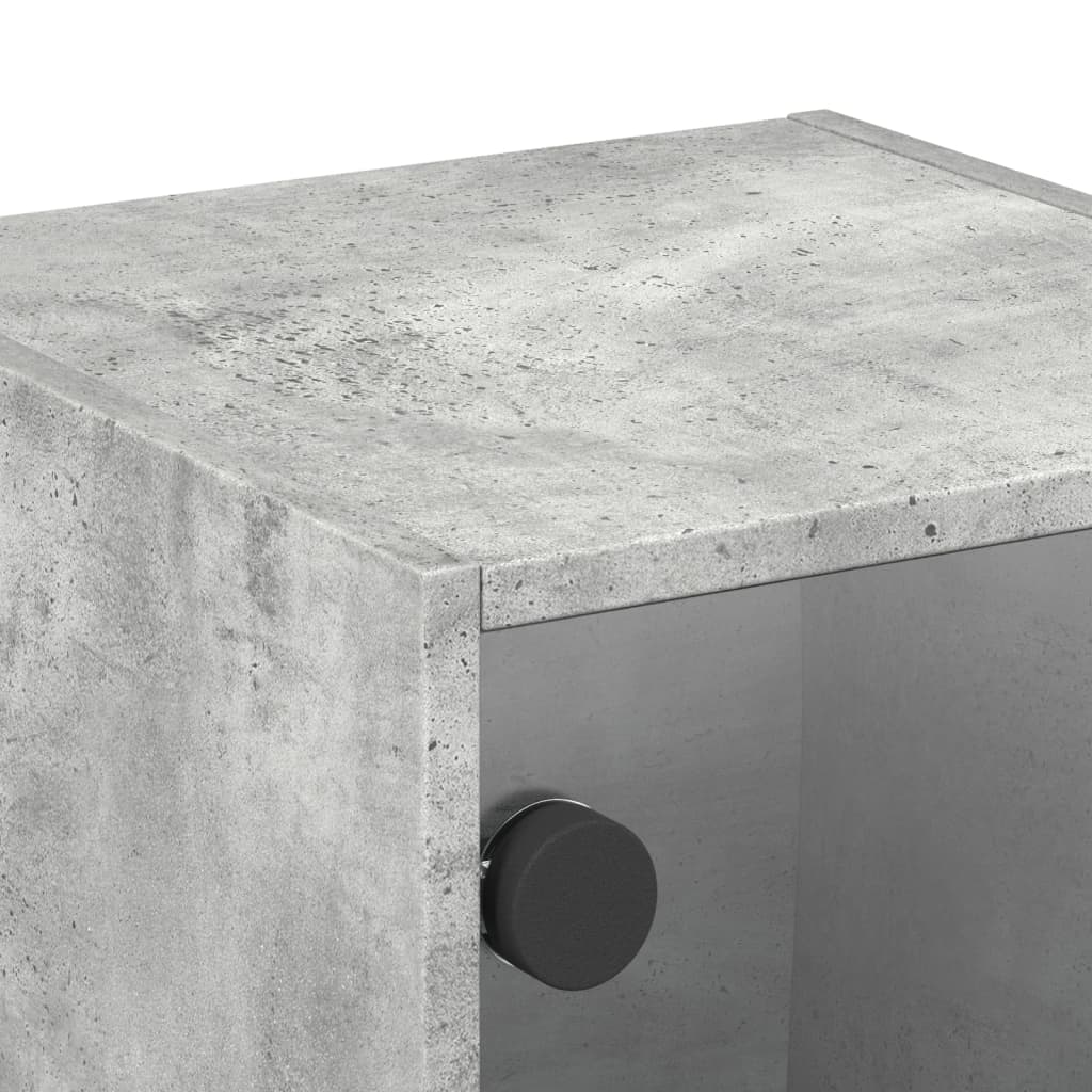 sengebord med glaslåger 35x37x35 cm betongrå